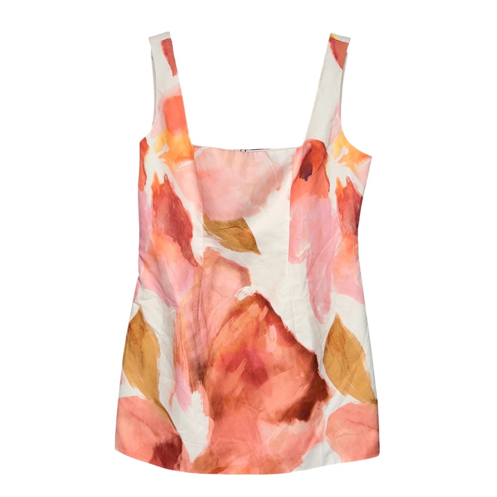 PrettyLittleThing Floral Abstract Print Top Women 10 Pink Peach NEW Sleeveless